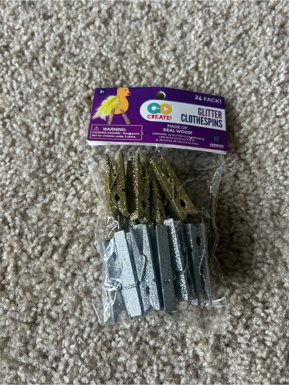 Glitter Clothespins - Gold & Silver Decorative Clips (24 Pack)